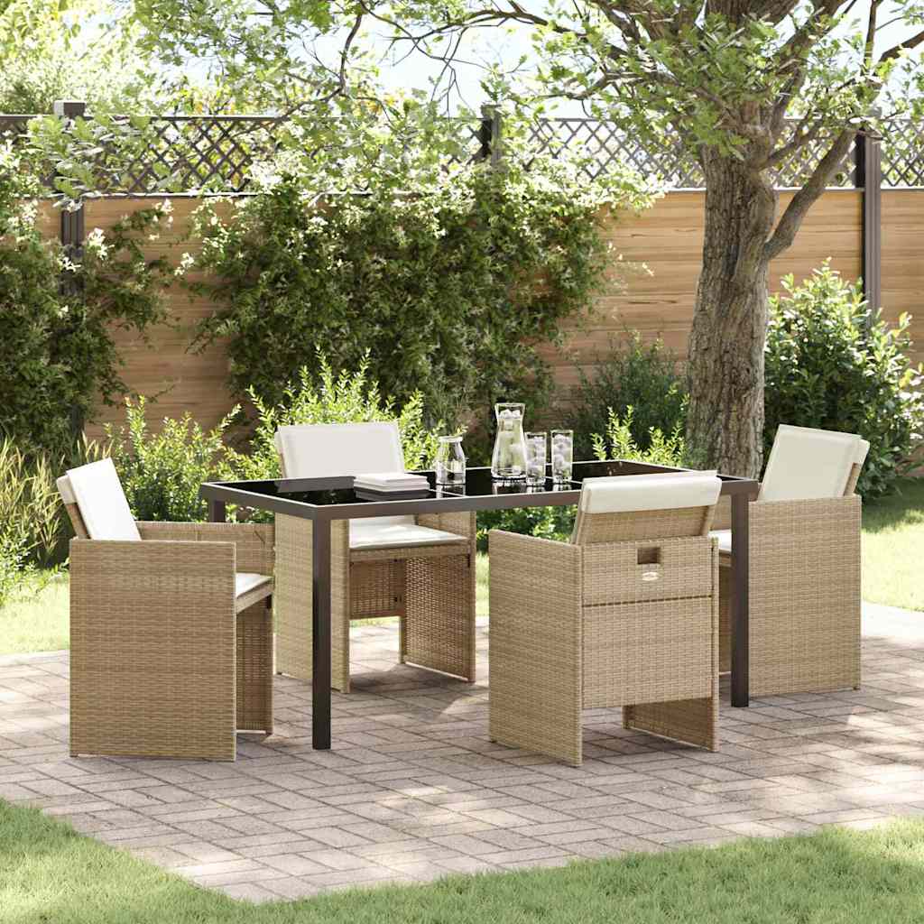 Have Spisebordssæt med pude 5 pcs Beige polyrattan