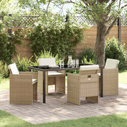 Have Spisebordssæt med pude 5 pcs Beige polyrattan