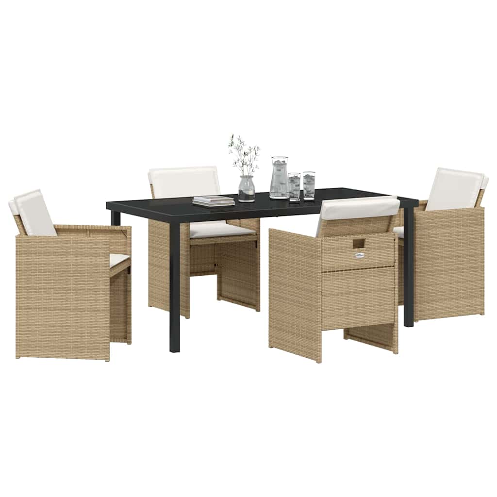 Have Spisebordssæt med pude 5 pcs Beige polyrattan