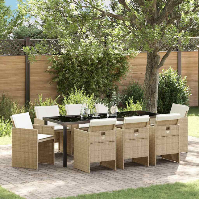 Have Spisebordssæt 9 stk. Beige polyrattan