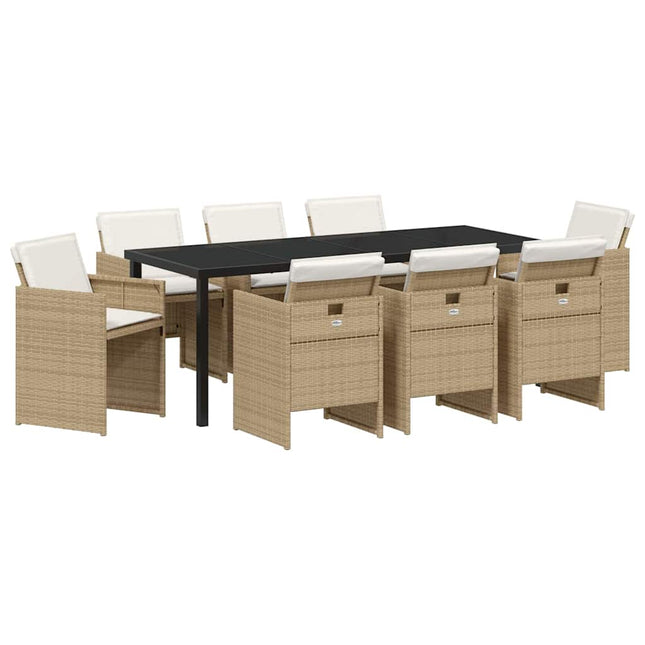 Have Spisebordssæt 9 stk. Beige polyrattan