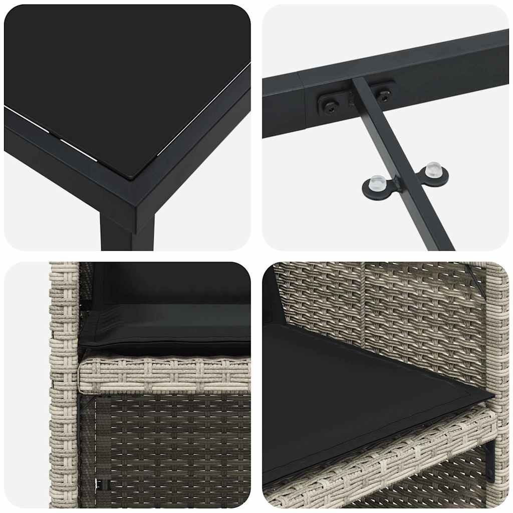 Have Spisebordssæt med pude 5 pcs Lysegrå polyrattan