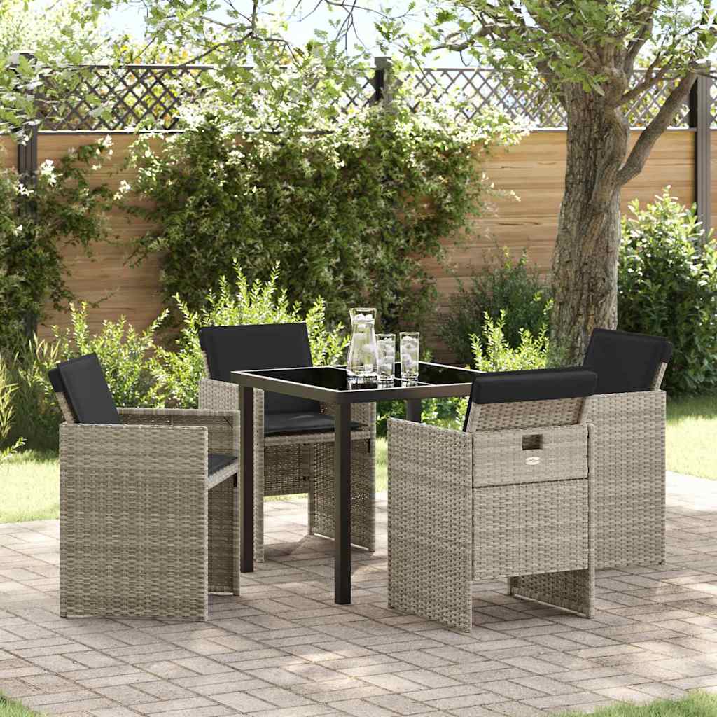 Have Spisebordssæt med pude 5 pcs Lysegrå polyrattan