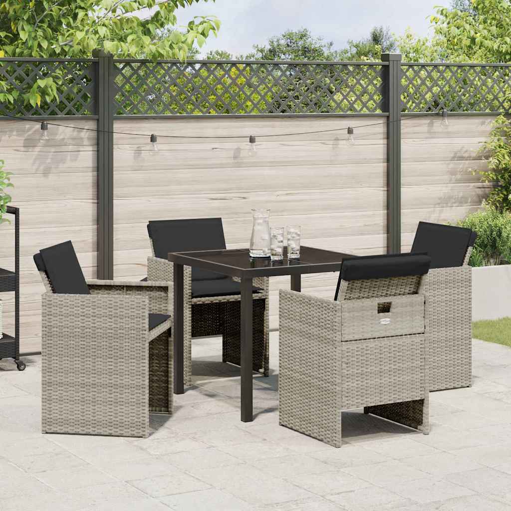 Have Spisebordssæt med pude 5 pcs Lysegrå polyrattan