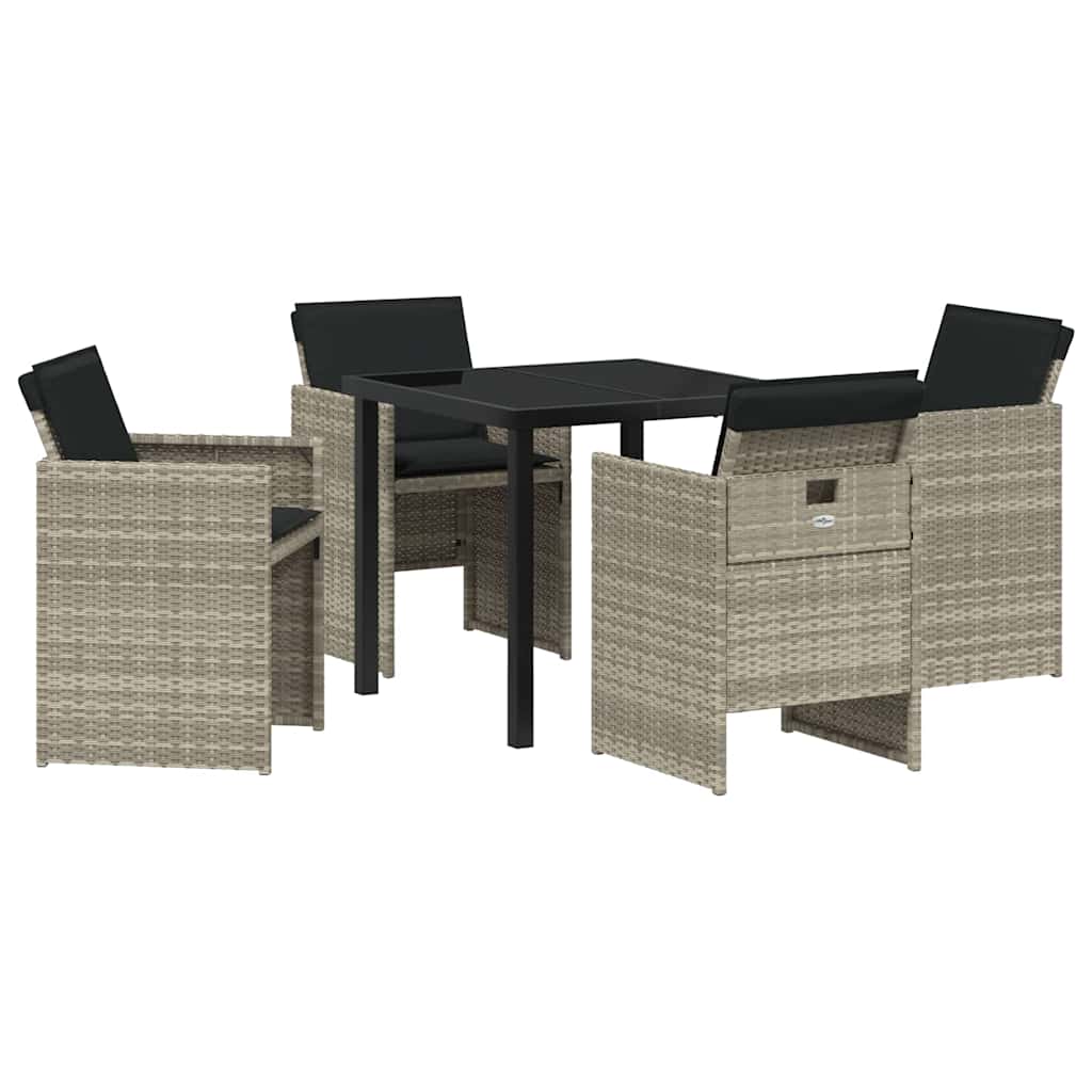 Have Spisebordssæt med pude 5 pcs Lysegrå polyrattan