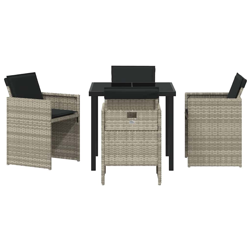 Have Spisebordssæt med pude 5 pcs Lysegrå polyrattan