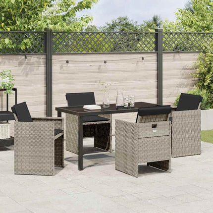 Have Spisebordssæt med pude 5 pcs Lysegrå polyrattan