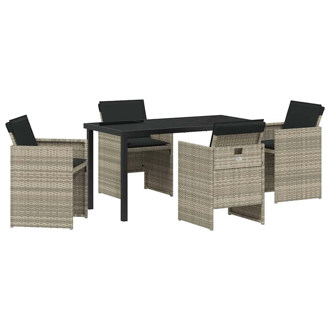 Have Spisebordssæt 5 stk. Lysegrå polyrattan