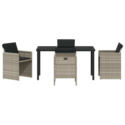 Have Spisebordssæt med pude 5 pcs Lysegrå polyrattan