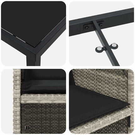 Have Spisebordssæt med pude 9 pcs Lysegrå polyrattan