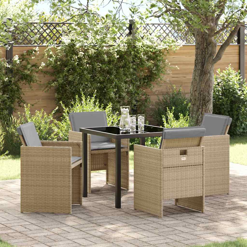 Have Spisebordssæt med pude 5 pcs Beige polyrattan