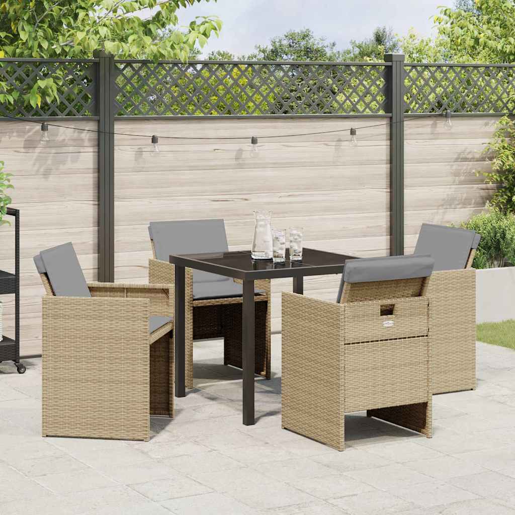 Have Spisebordssæt med pude 5 pcs Beige polyrattan