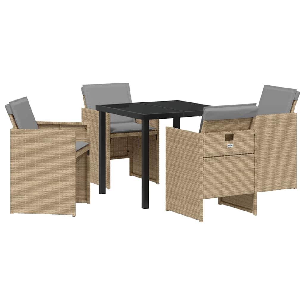 Have Spisebordssæt med pude 5 pcs Beige polyrattan