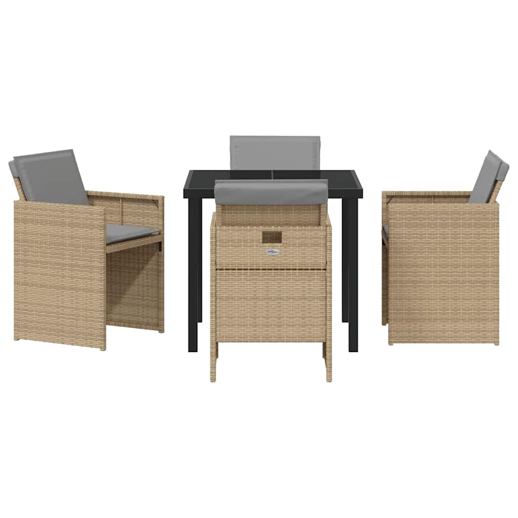 Have Spisebordssæt med pude 5 pcs Beige polyrattan
