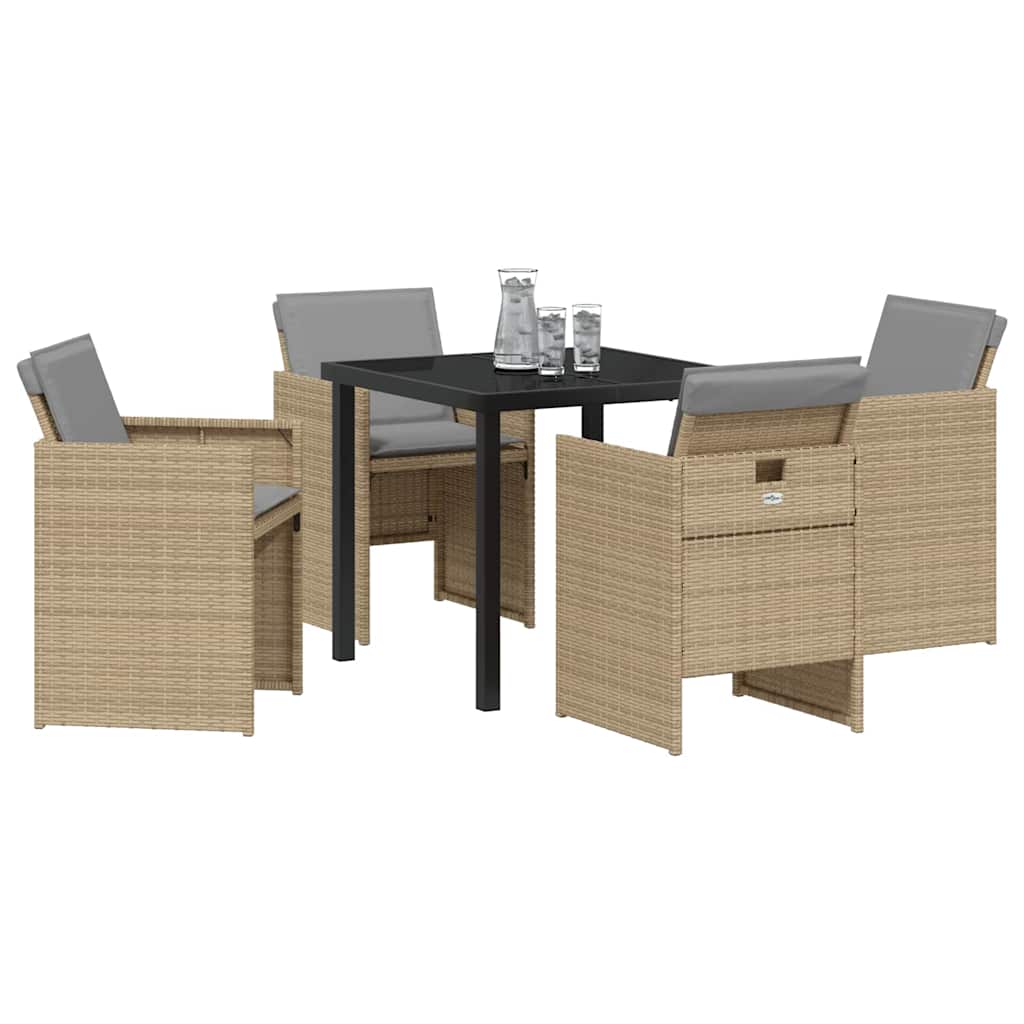 Have Spisebordssæt med pude 5 pcs Beige polyrattan
