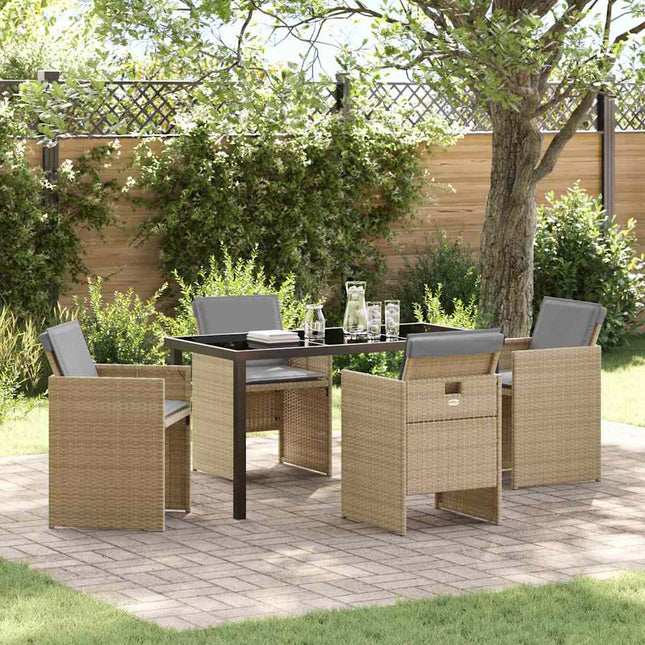 Have Spisebordssæt 5 stk. Beige polyrattan