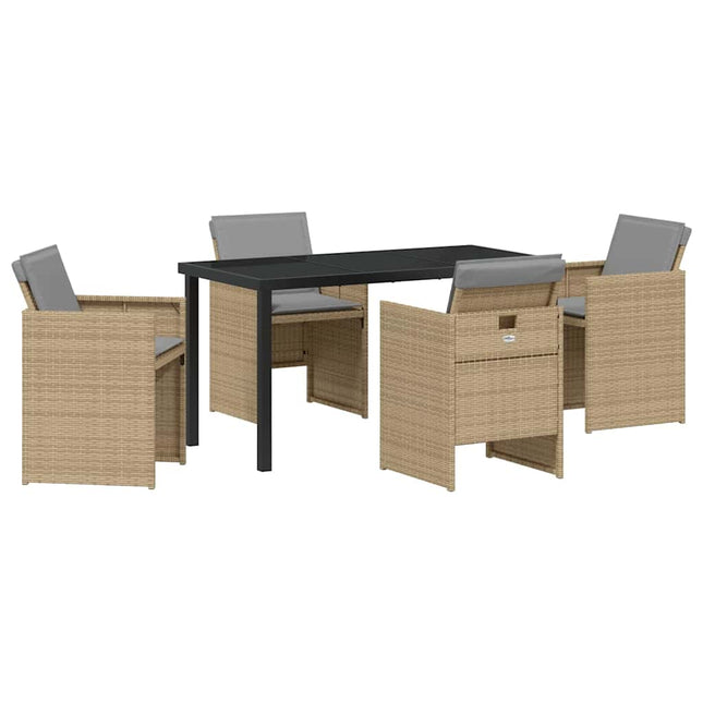 Have Spisebordssæt 5 stk. Beige polyrattan