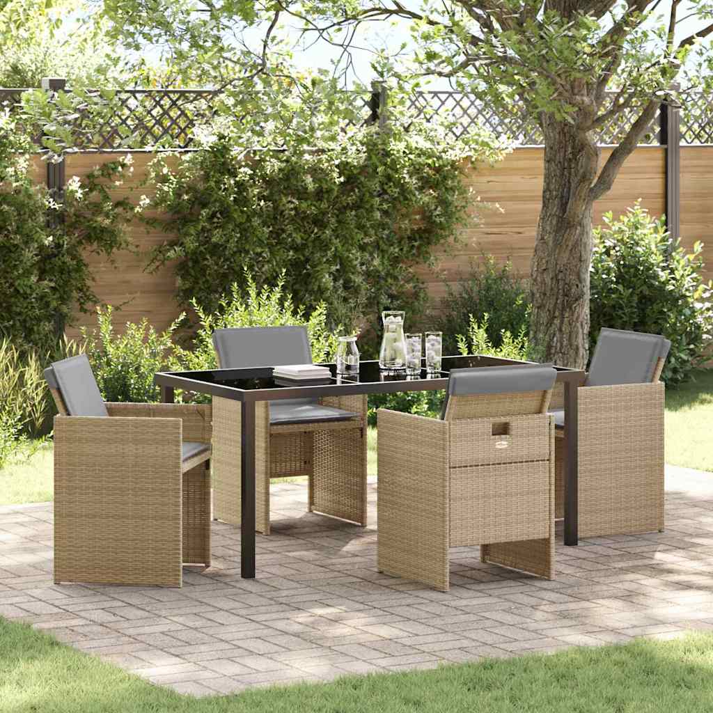 Have Spisebordssæt med pude 5 pcs Beige polyrattan