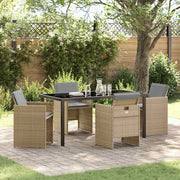 Have Spisebordssæt med pude 5 pcs Beige polyrattan