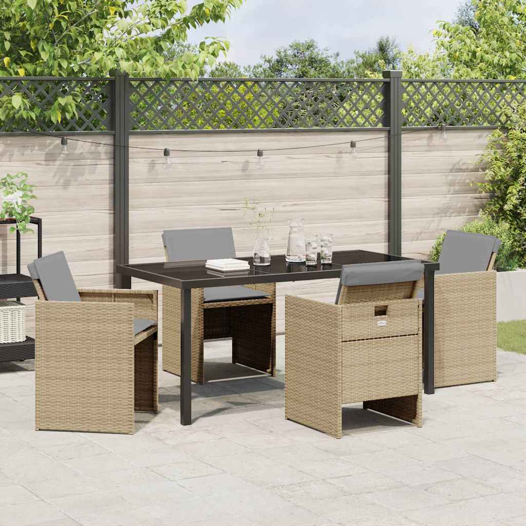 Have Spisebordssæt med pude 5 pcs Beige polyrattan