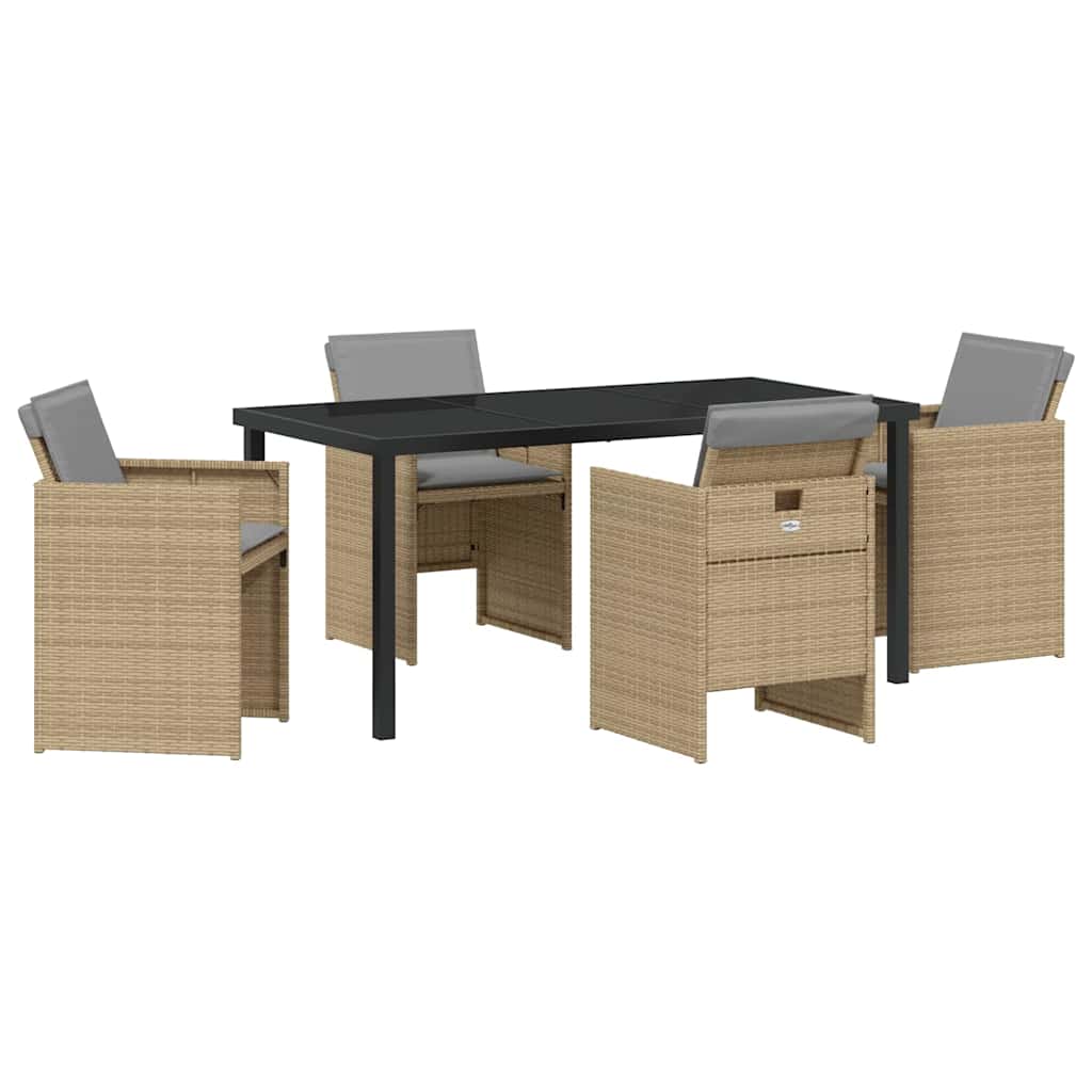 Have Spisebordssæt med pude 5 pcs Beige polyrattan