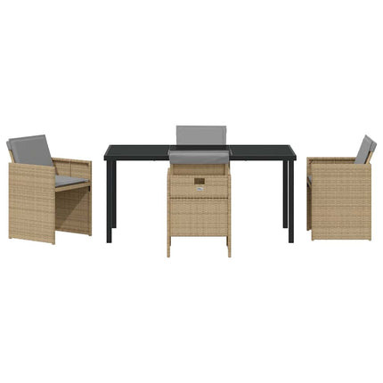 Have Spisebordssæt med pude 5 pcs Beige polyrattan