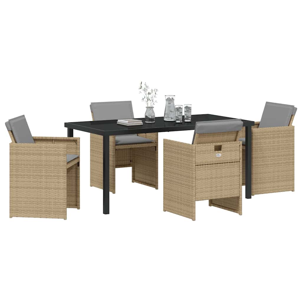 Have Spisebordssæt med pude 5 pcs Beige polyrattan