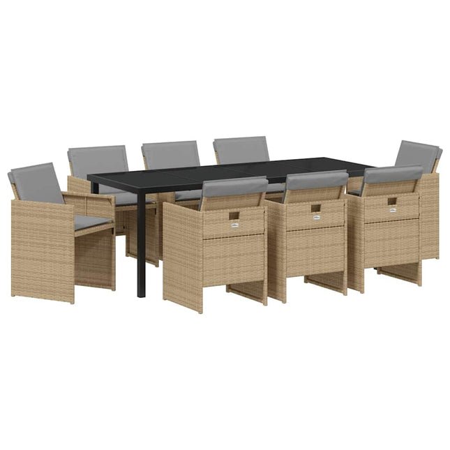 Have Spisebordssæt 9 stk. Beige polyrattan