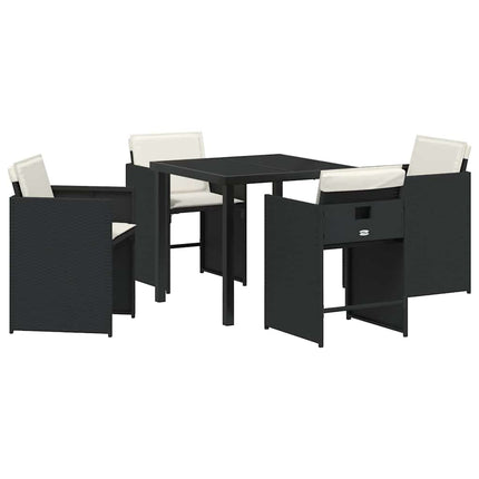 Have Spisebordssæt med pude 5 pcs Sort polyrattan