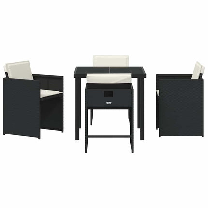 Have Spisebordssæt med pude 5 pcs Sort polyrattan