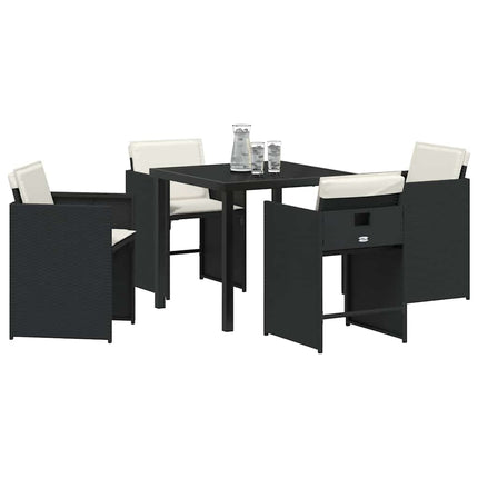 Have Spisebordssæt med pude 5 pcs Sort polyrattan