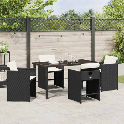 Have Spisebordssæt med pude 5 pcs Sort polyrattan