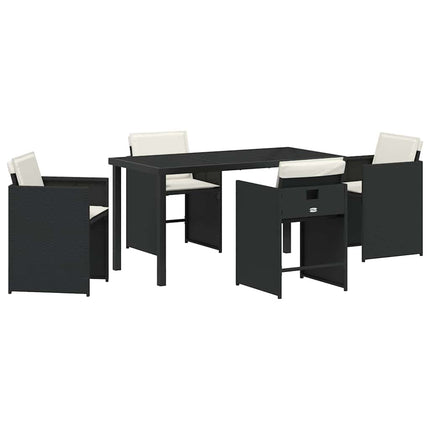 Have Spisebordssæt med pude 5 pcs Sort polyrattan
