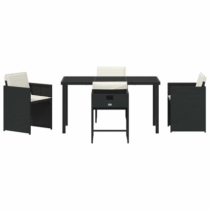 Have Spisebordssæt med pude 5 pcs Sort polyrattan
