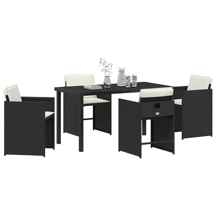 Have Spisebordssæt med pude 5 pcs Sort polyrattan