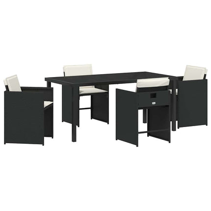 Have Spisebordssæt med pude 5 pcs Sort polyrattan