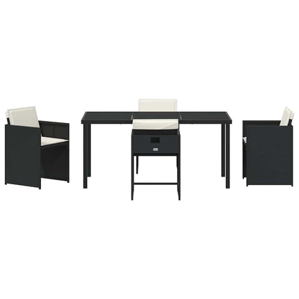 Have Spisebordssæt med pude 5 pcs Sort polyrattan