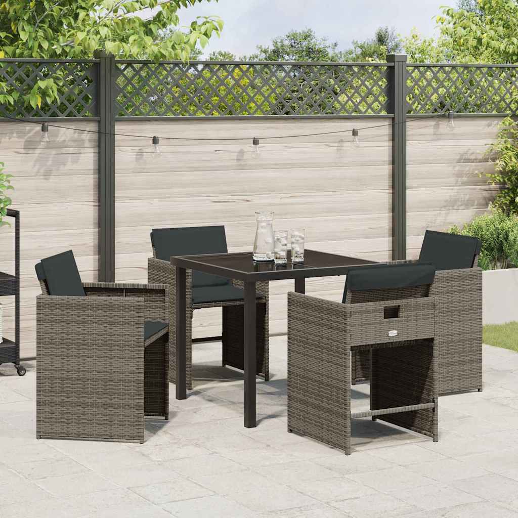 Have Spisebordssæt med pude 5 pcs Grå polyrattan