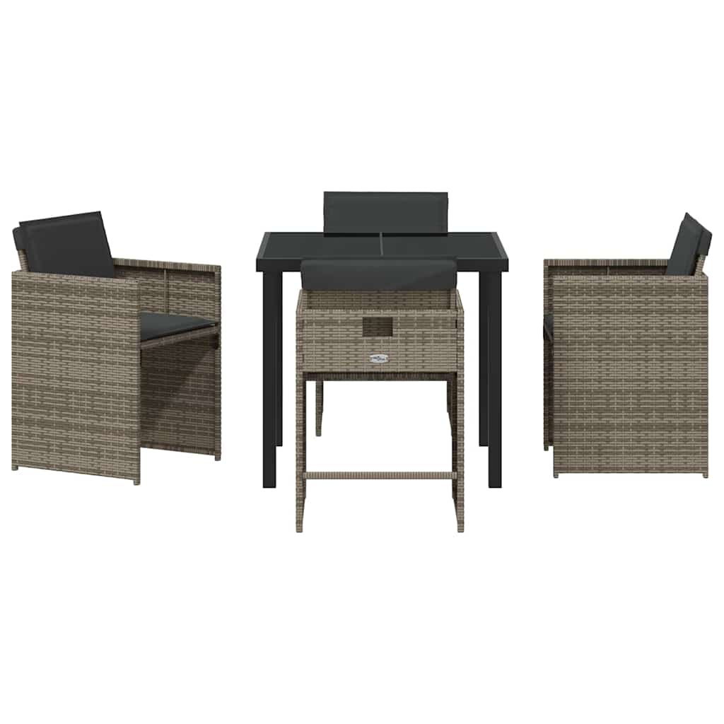 Have Spisebordssæt med pude 5 pcs Grå polyrattan