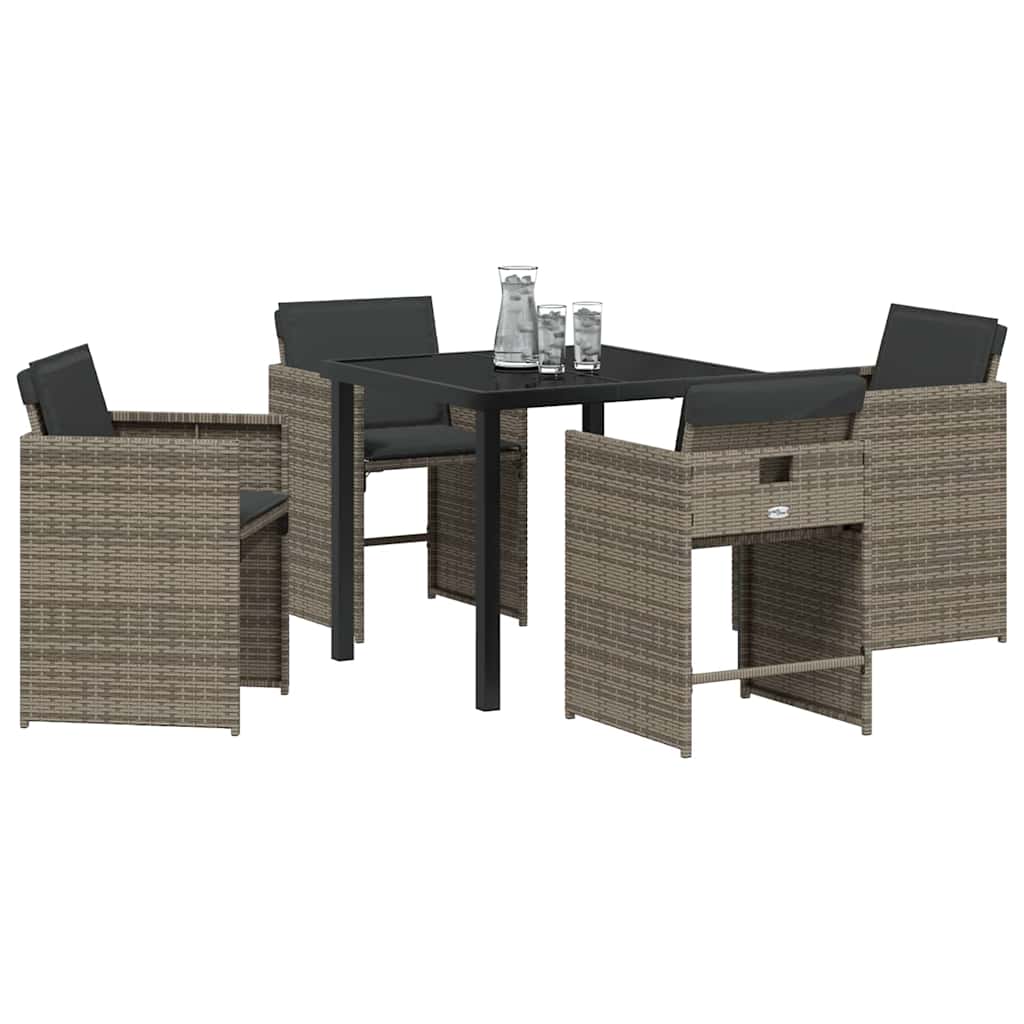Have Spisebordssæt med pude 5 pcs Grå polyrattan