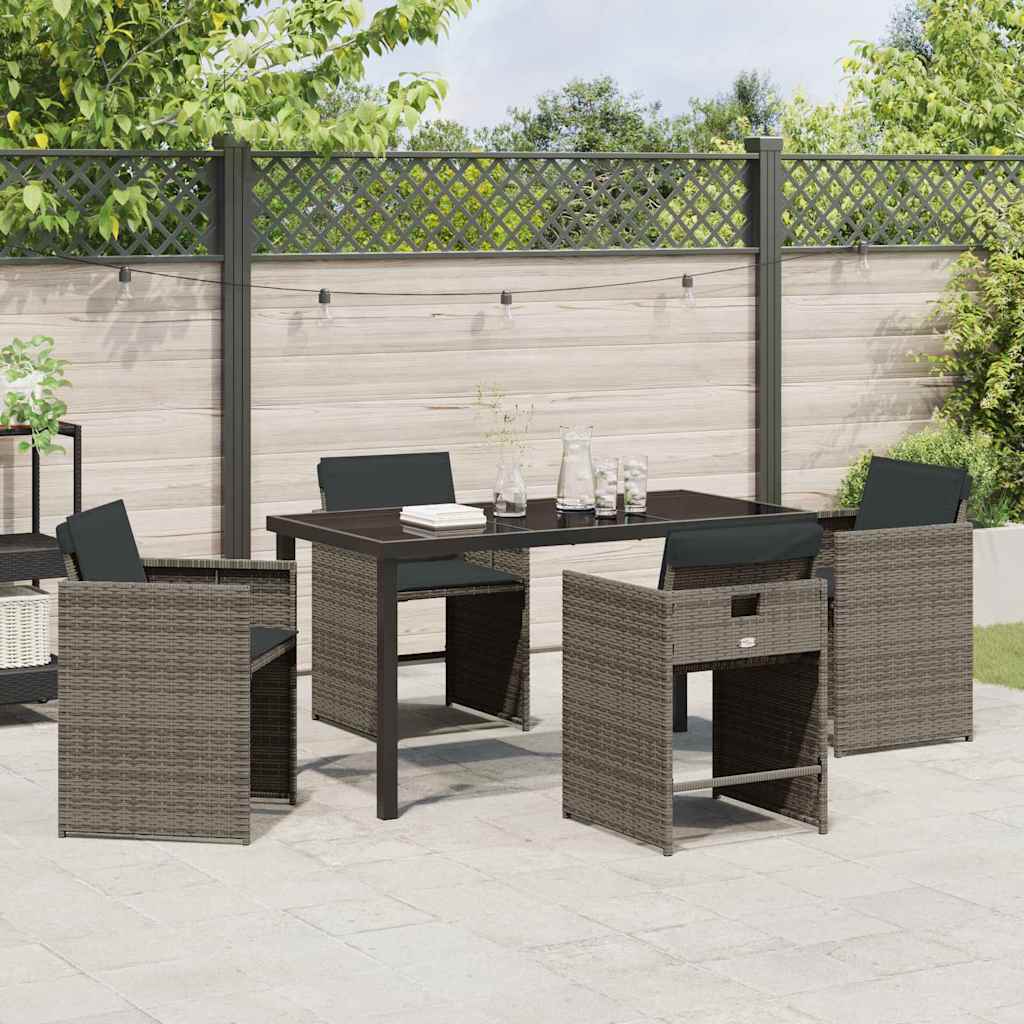 Have Spisebordssæt med pude 5 pcs Grå polyrattan