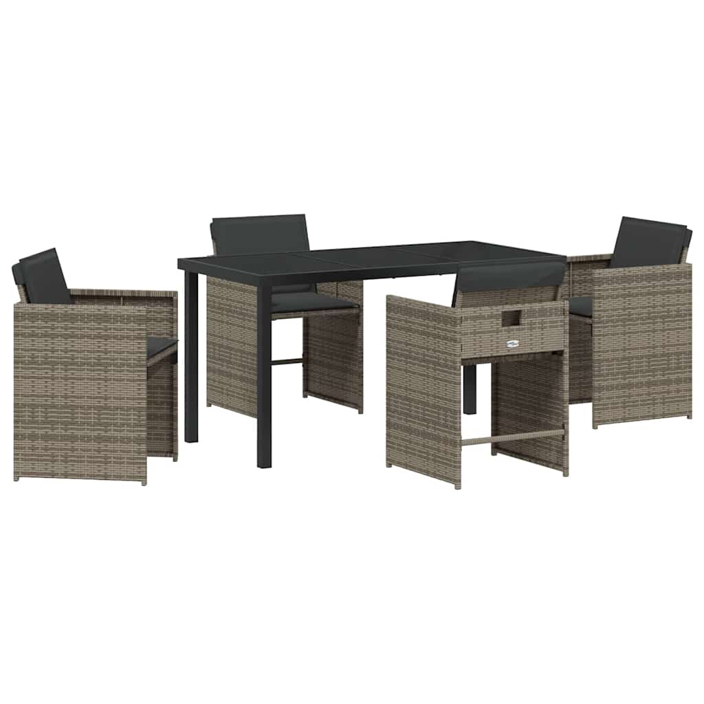 Have Spisebordssæt med pude 5 pcs Grå polyrattan