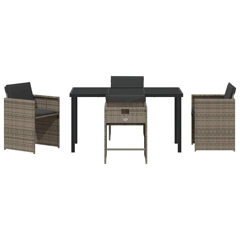 Have Spisebordssæt med pude 5 pcs Grå polyrattan