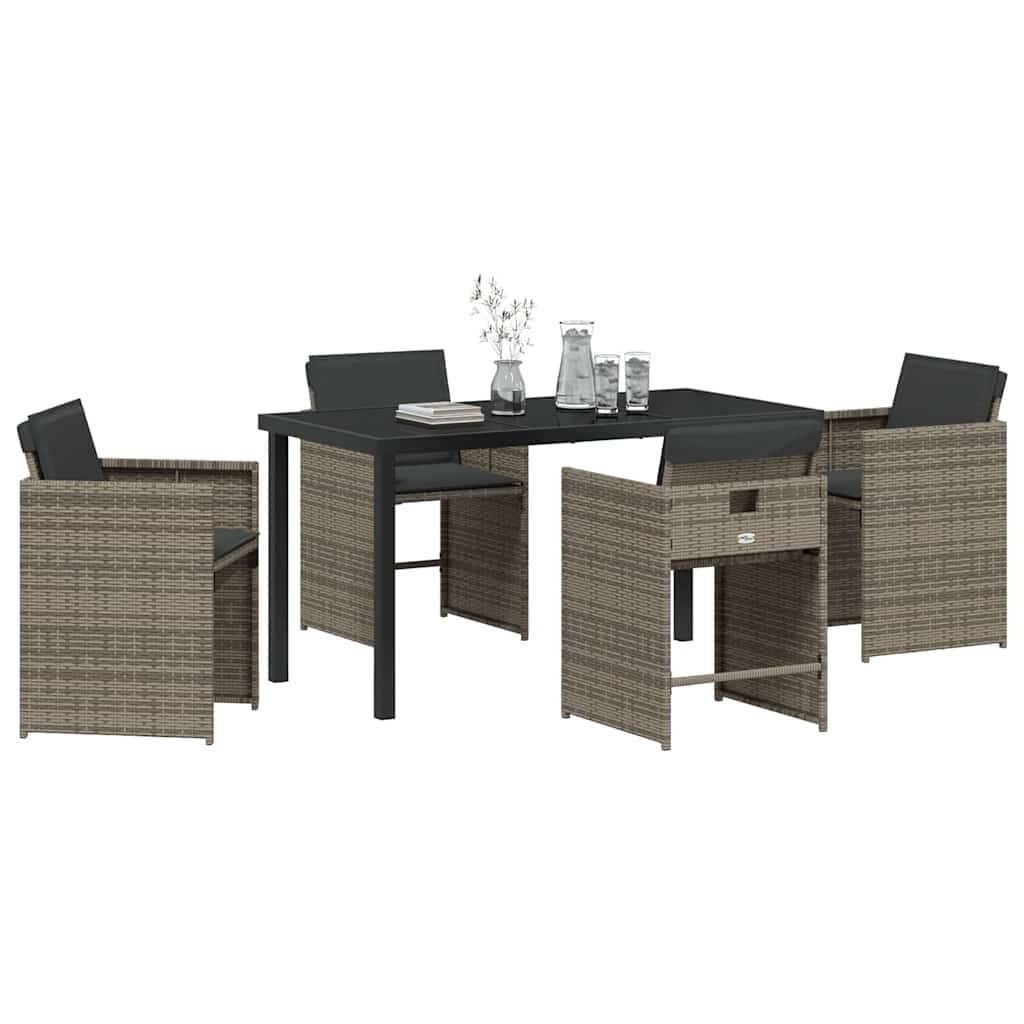 Have Spisebordssæt med pude 5 pcs Grå polyrattan