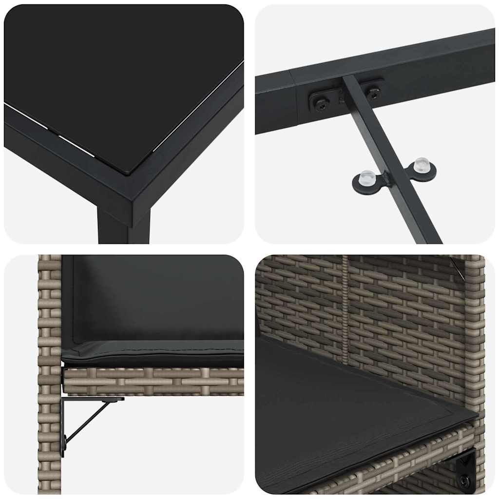 Have Spisebordssæt med pude 5 pcs Grå polyrattan