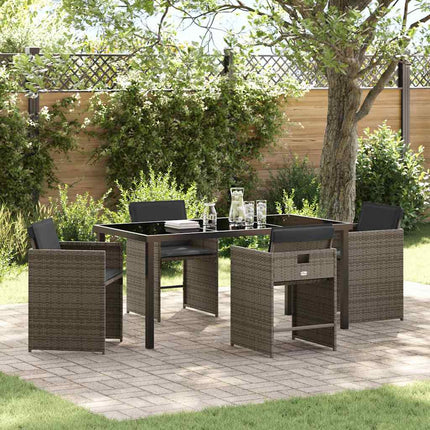 Have Spisebordssæt med pude 5 pcs Grå polyrattan