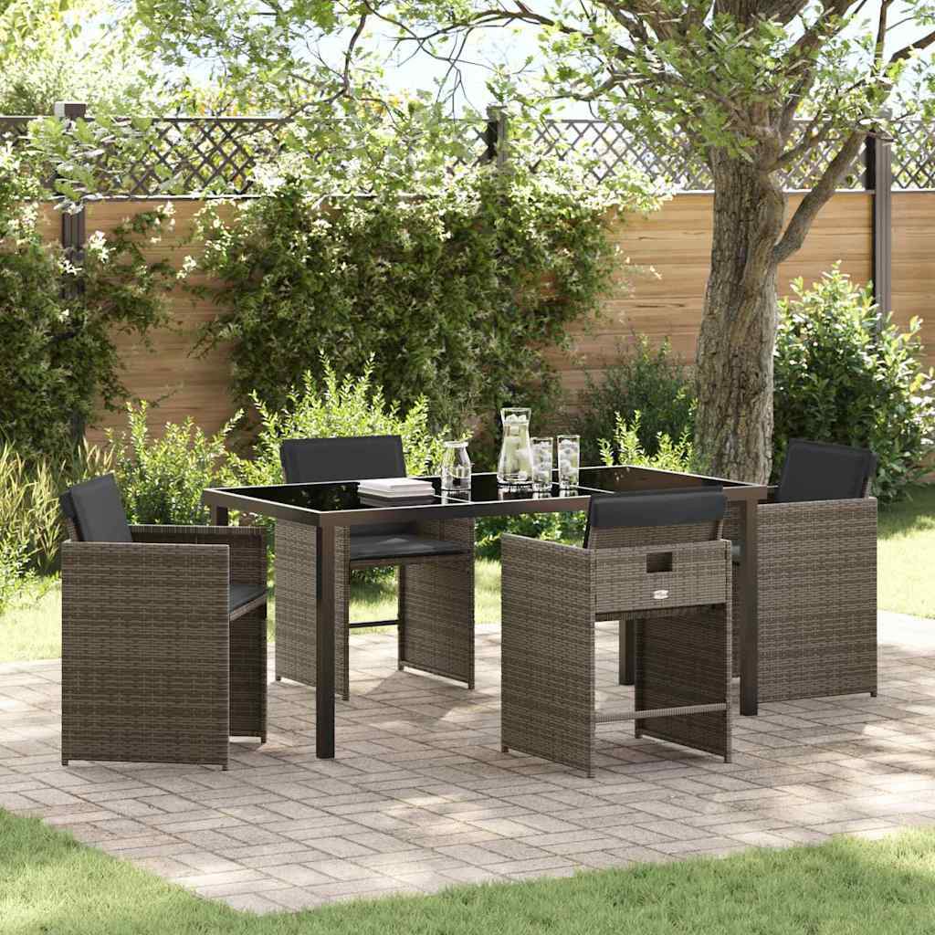 Have Spisebordssæt med pude 5 pcs Grå polyrattan