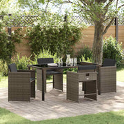 Have Spisebordssæt med pude 5 pcs Grå polyrattan