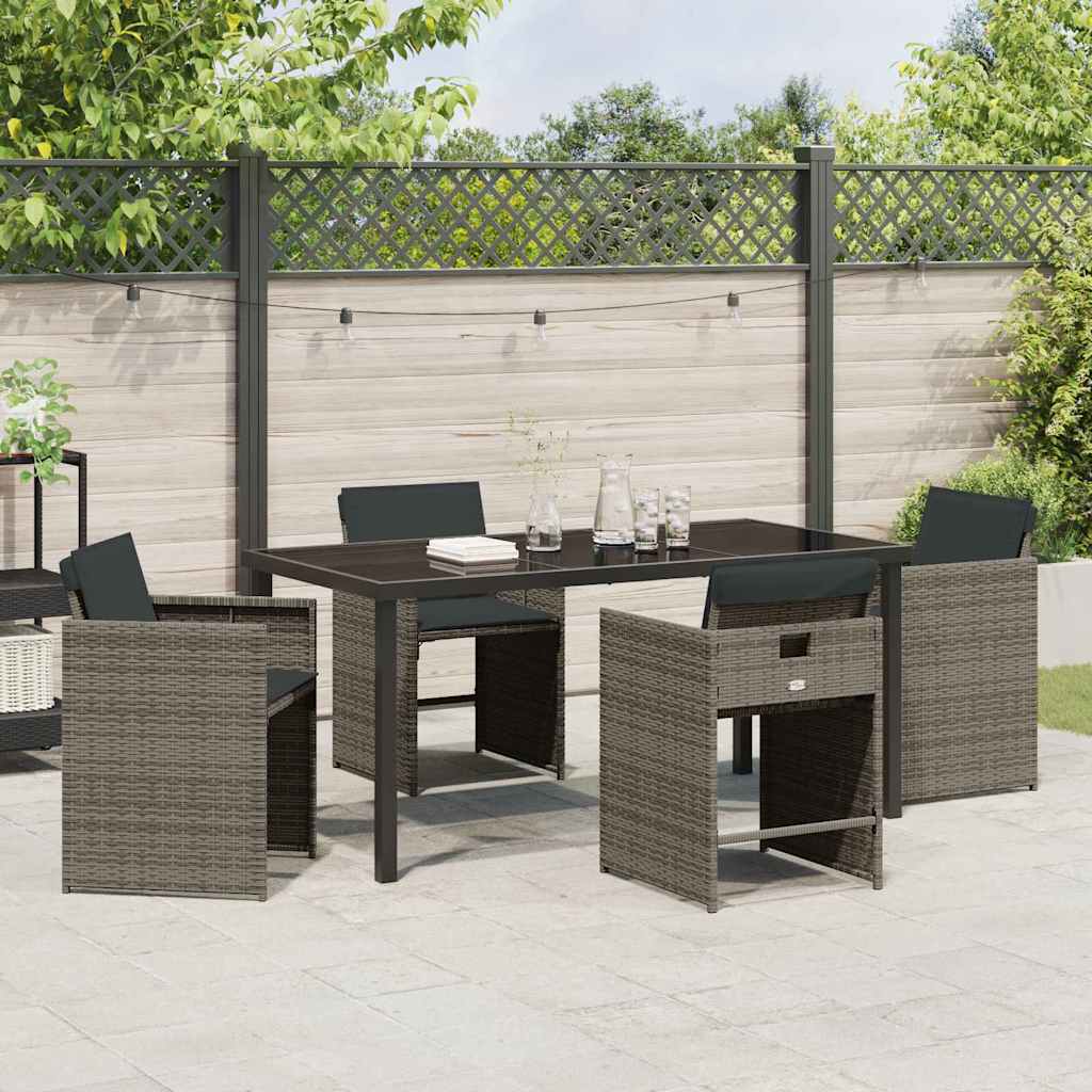 Have Spisebordssæt med pude 5 pcs Grå polyrattan