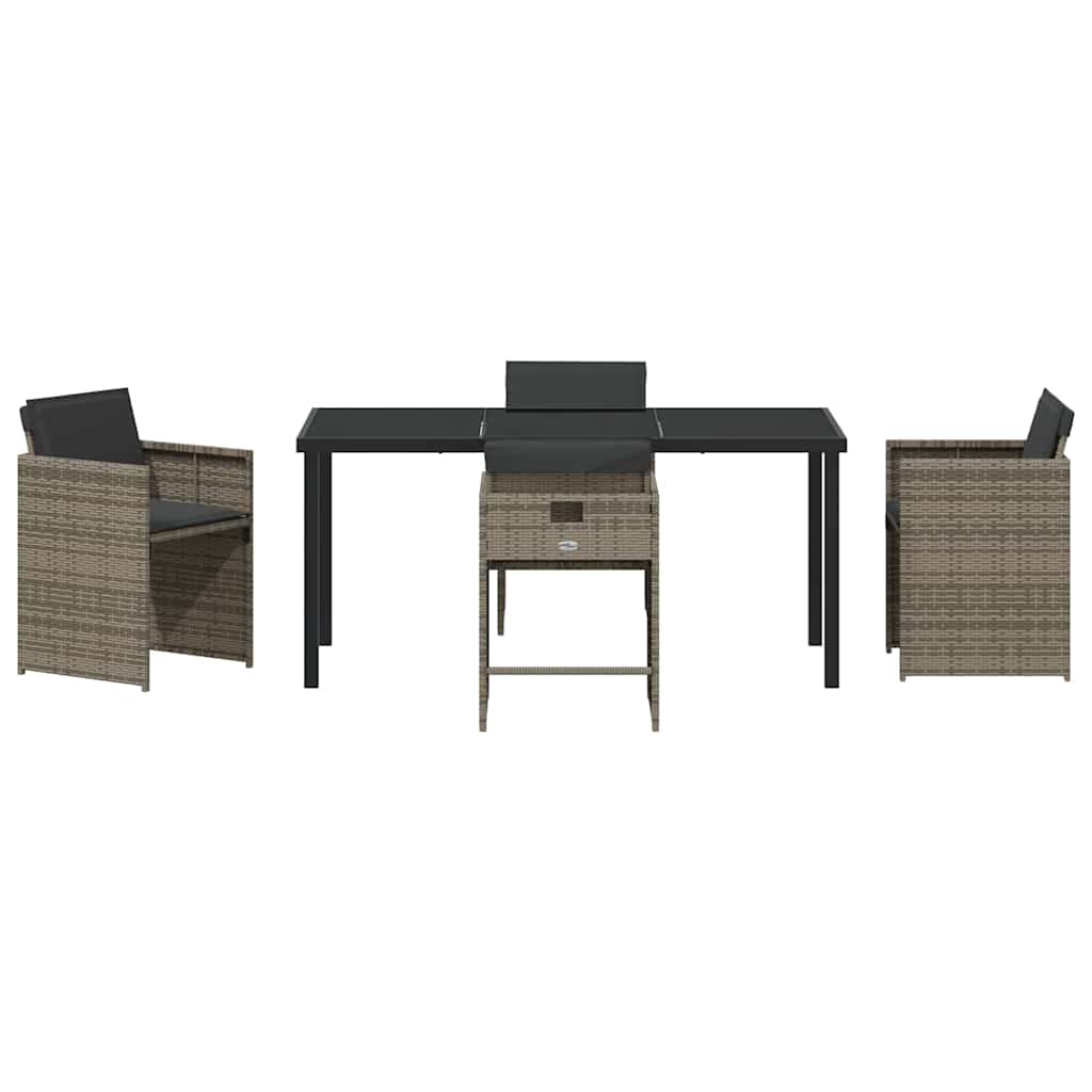 Have Spisebordssæt med pude 5 pcs Grå polyrattan